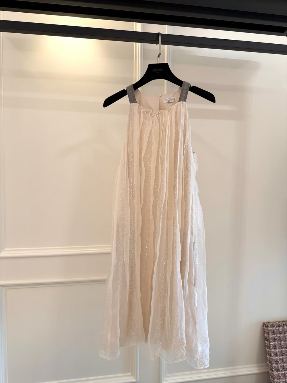 🚩steal Brunello Cucinelli Cream Beaded Chiffon Sundress